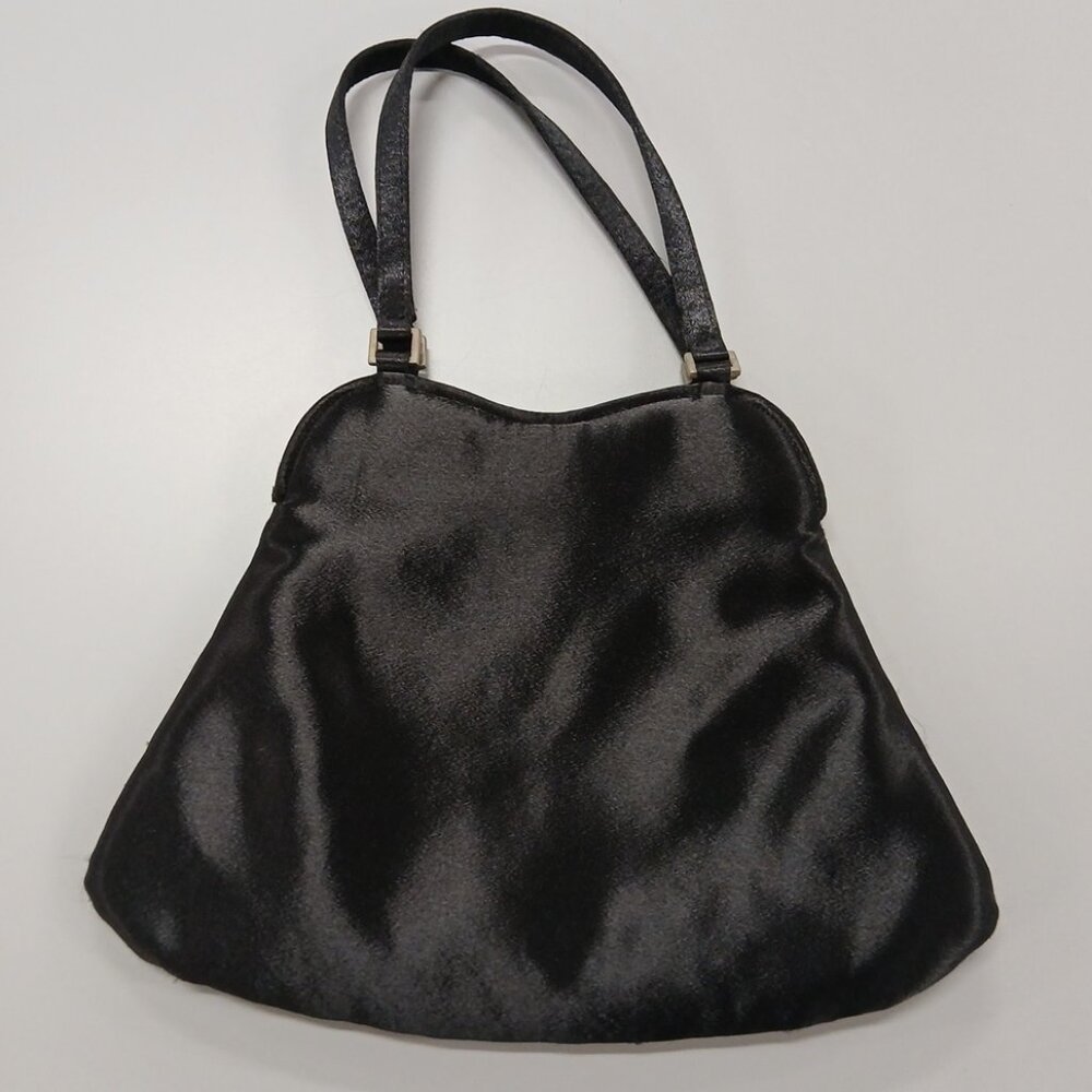 Vintage Nordstroms Black Soft Satin Evening Bag 7.5" x 6-10"